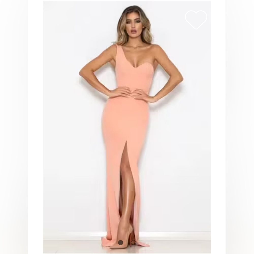 NWT Abyss By Abby Elegant Peach One-Shoulder Dress Sz Xs
